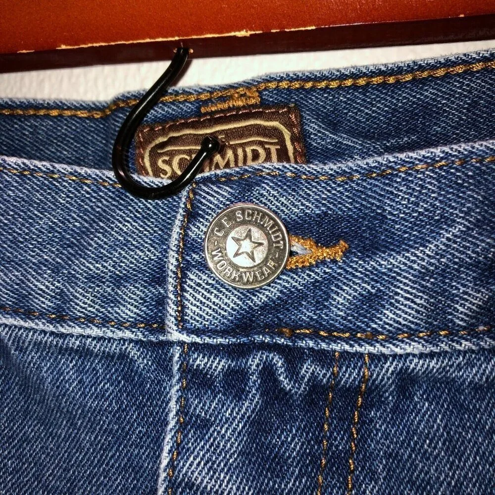 CE Schmidt Workwear Men Tag 44 x 30 Blue Straight Leg Denim Jeans Actual 42x28.5